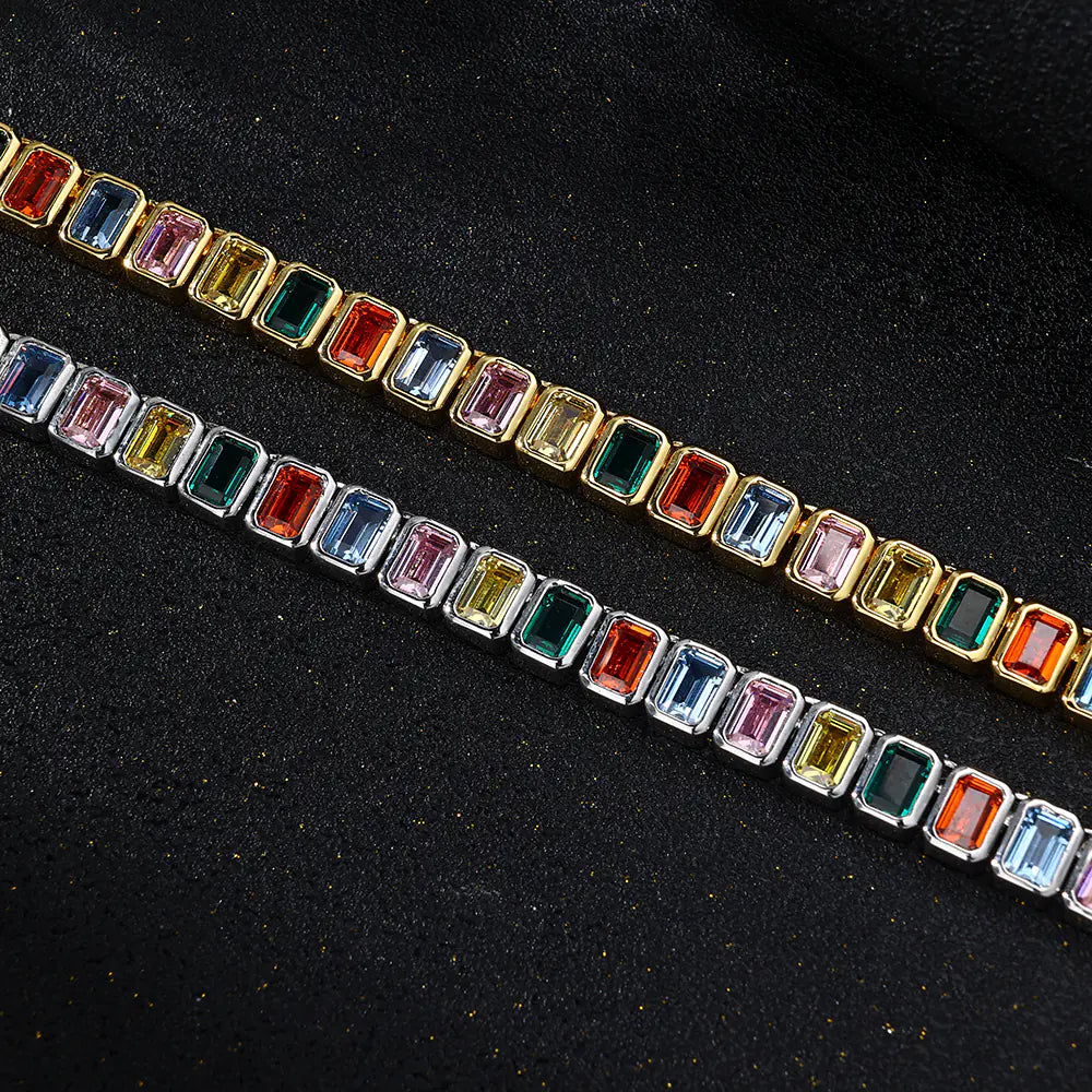 Colorful Rectangular Tennis Chain