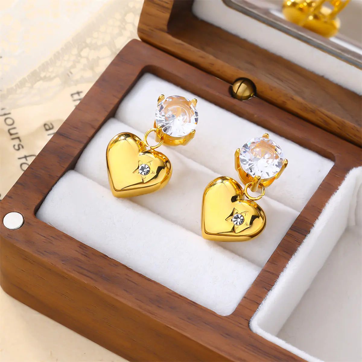 New Design 18K Gold Stainless Steel Heart Earrings