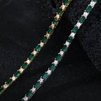 Hot selling 4mm Brass Green Rectangle CZ Necklace