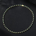 Green rectangular round cz alternating tennis chain