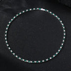 Green rectangular round cz alternating tennis chain