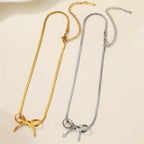 Stainless Steel Blade Chain Silver and Gold Bow Necklace