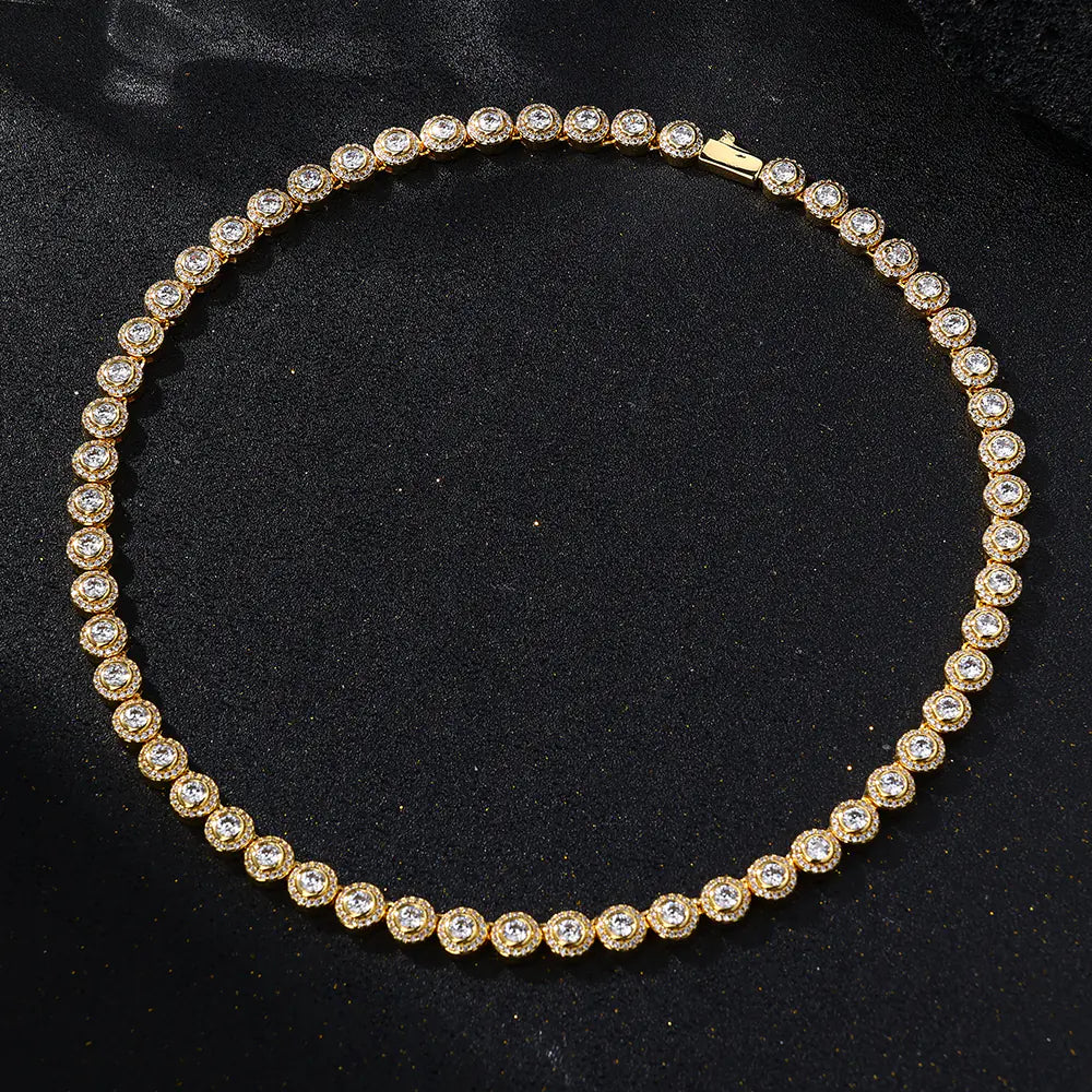 Cluster Bezel Setting Tennis Necklace