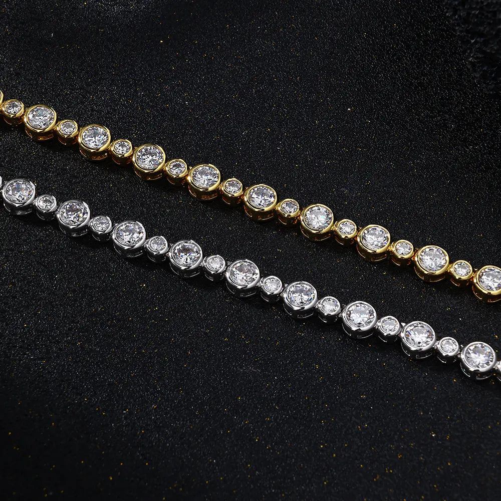 Round Alternating Bezel-Set Tennis Chain