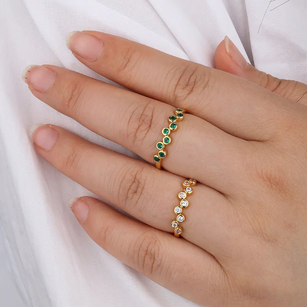Hot-selling 925 Silver Clear Green CZ Open Rings