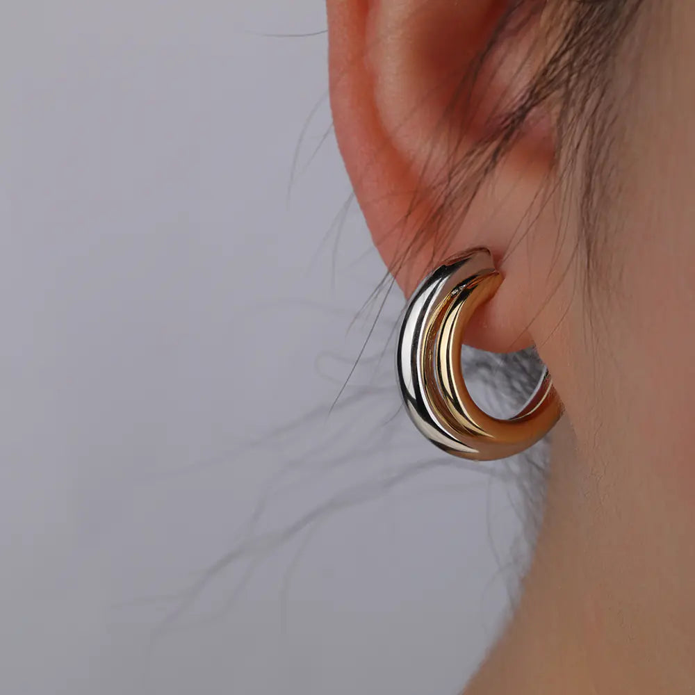 New Fashion 925 Sterling Silver Two-Tone Stud