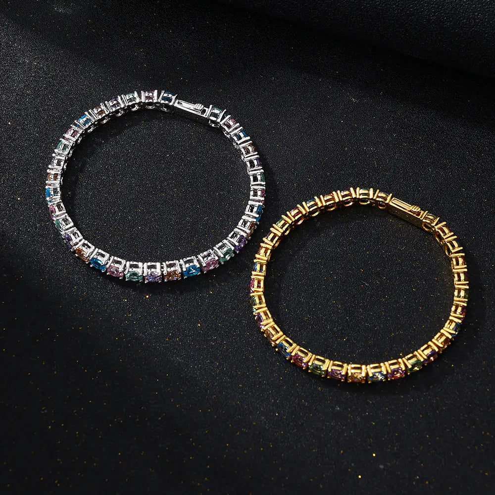 Colorful cz brass tennis bracelet