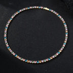 Brass CZ Colorful Tennis Necklace