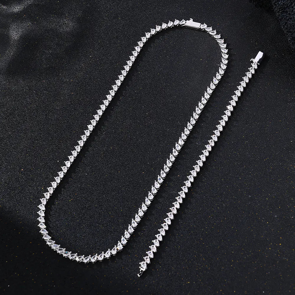 5mm Slanted Waterdrop Tennis Chain Necklace