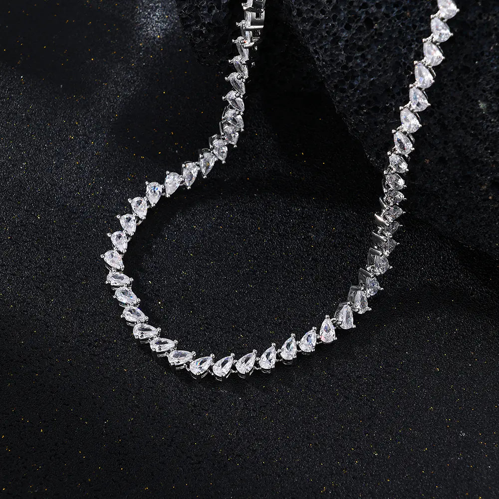 5mm Slanted Waterdrop Tennis Chain Necklace