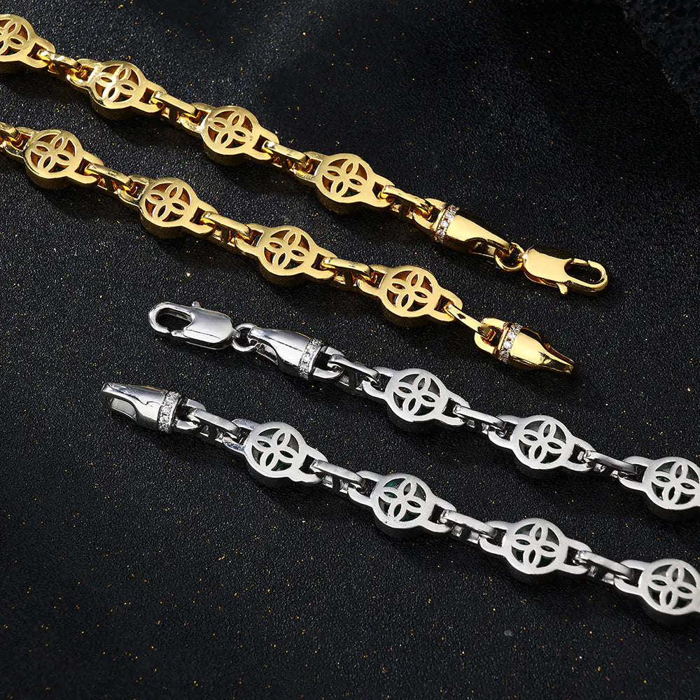 Trendy 9mm Brass Round Green CZ Chain Necklace