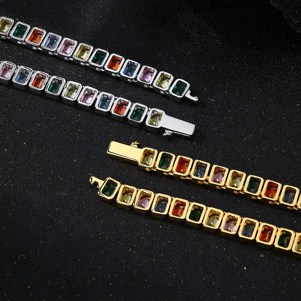 Colorful Rectangular Tennis Chain