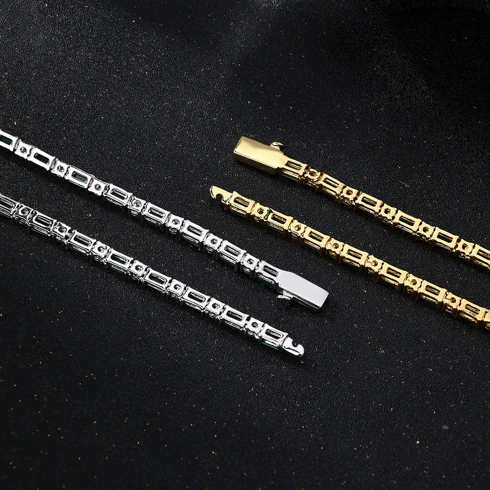 Hot selling 4mm Brass Green Rectangle CZ Necklace