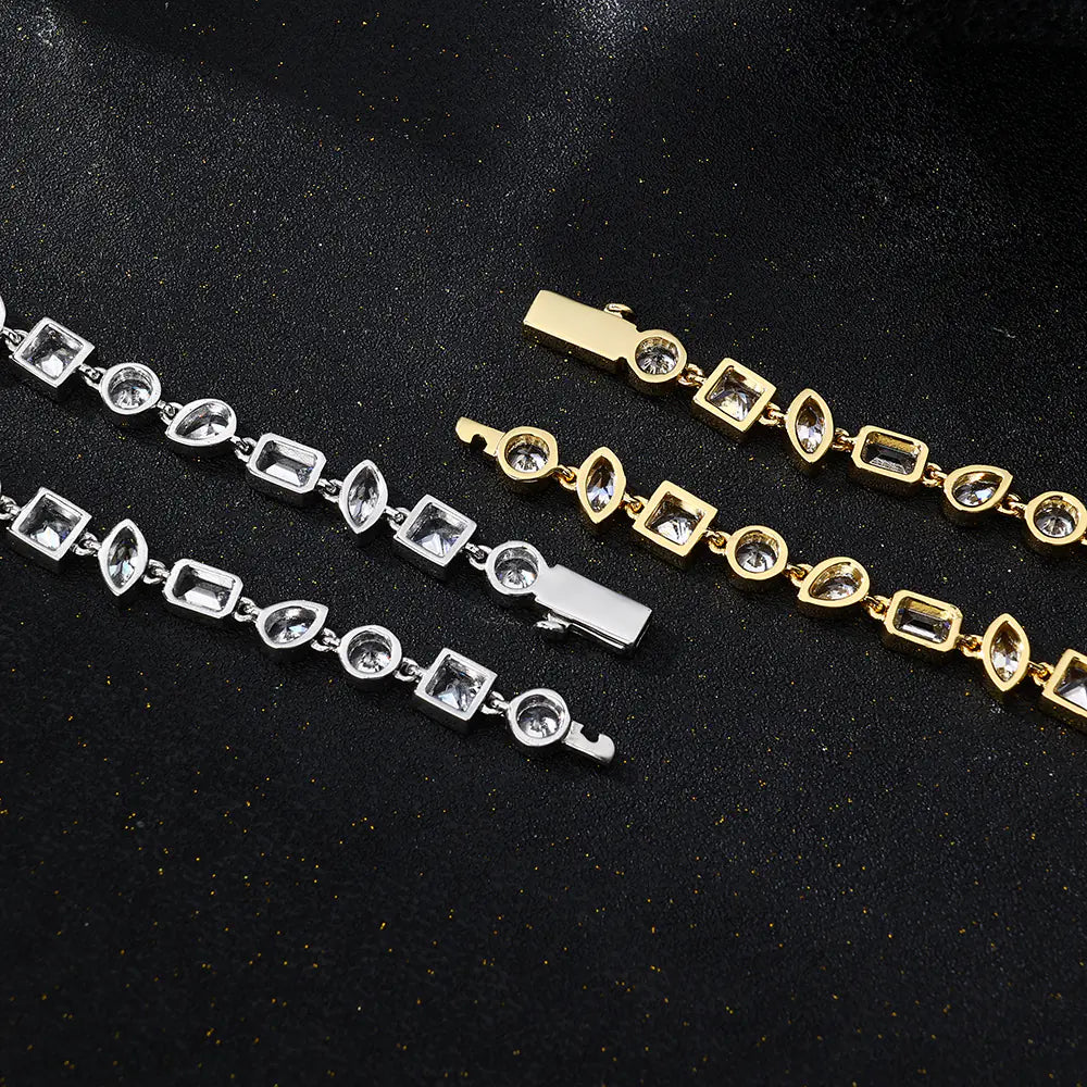 Shaped Burishied Setting Tennis Chain