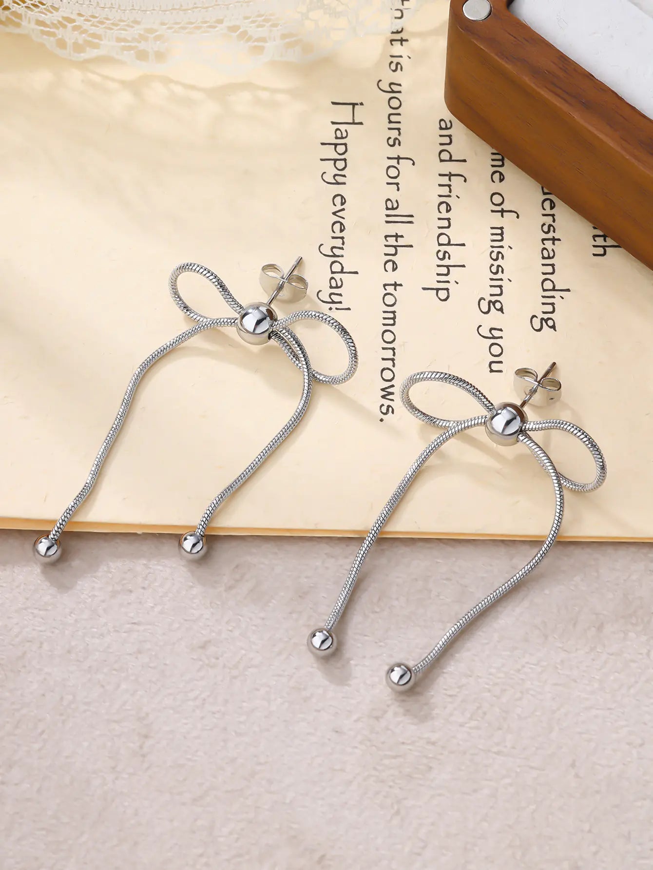Stainless Steel Bow Knot Earrings Fashionable Gift