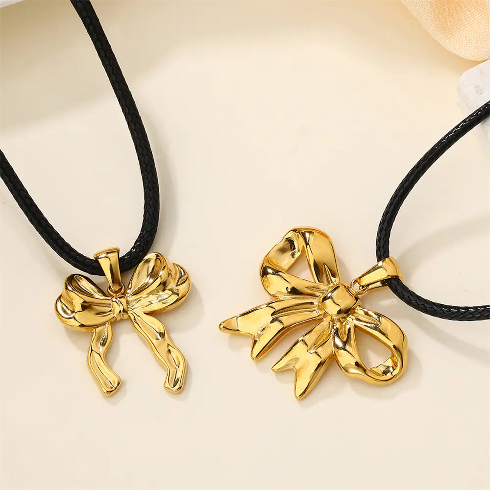 Stainless Steel Non Tarnish Bow Design Necklace