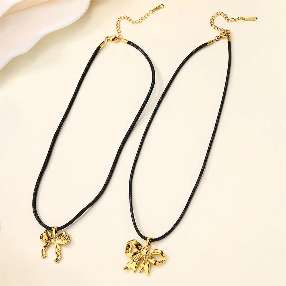Stainless Steel Non Tarnish Bow Design Necklace