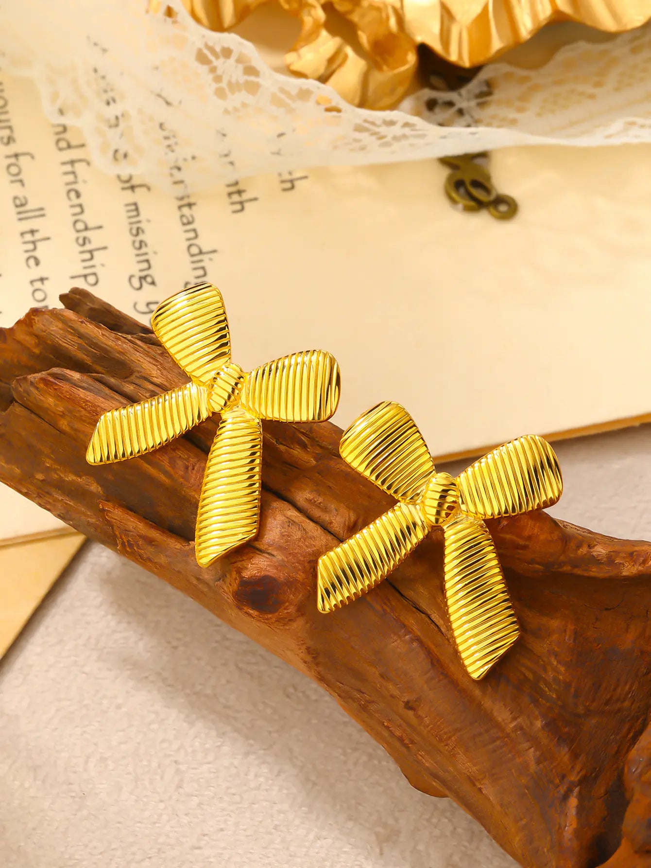 Hot Sale Gold Bow Stud 18k Gold Plated Earrings