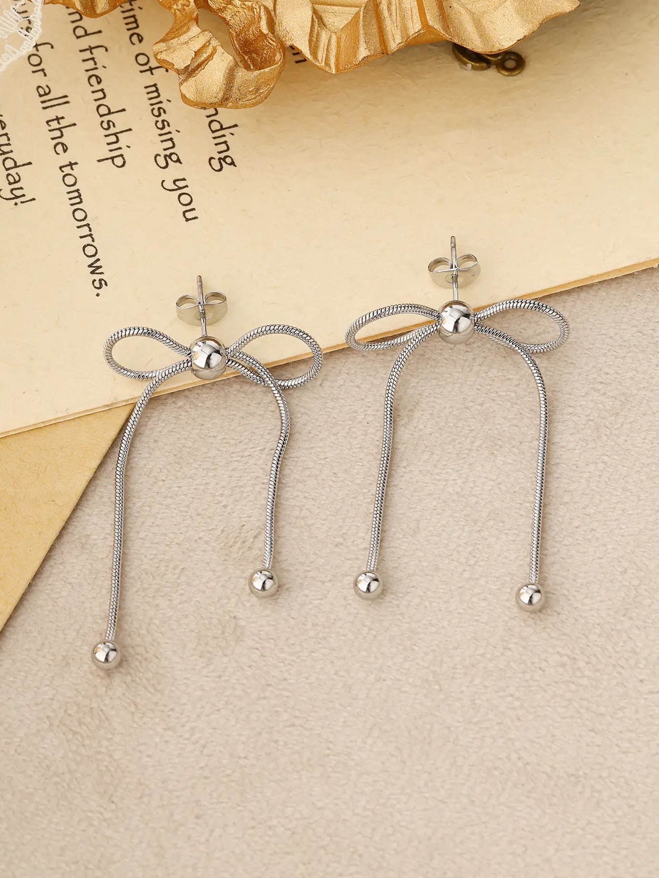 Stainless Steel Bow Knot Earrings Fashionable Gift