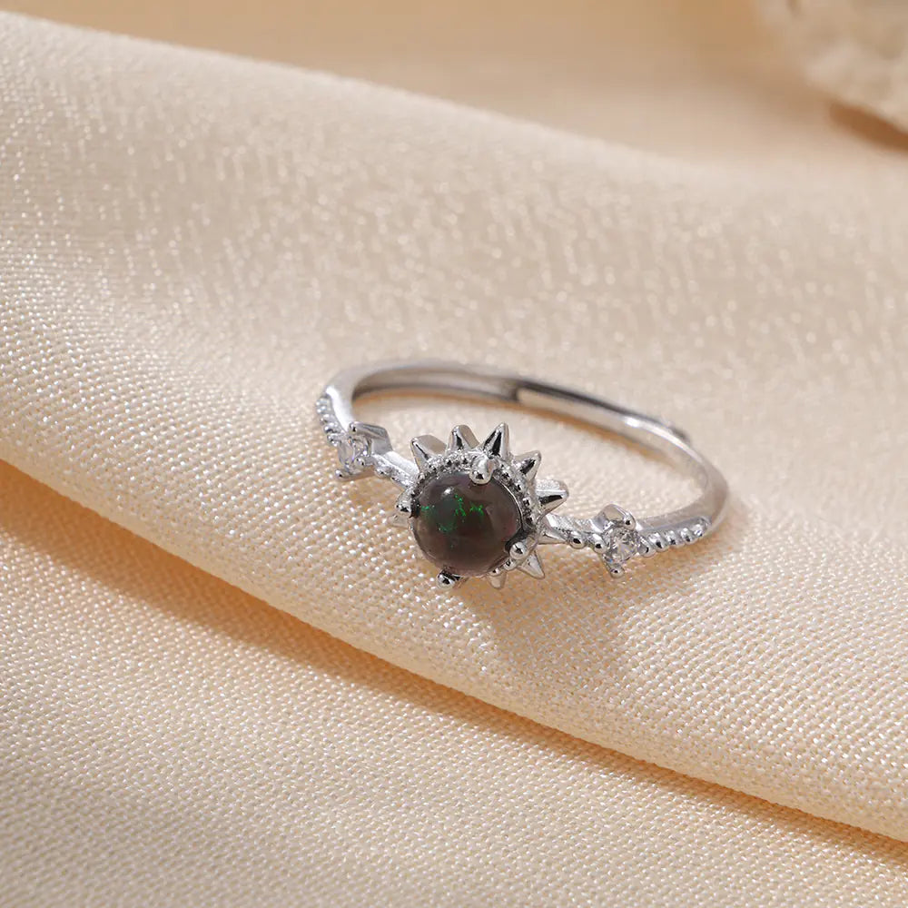 Luxury Dainty Adjustable 925 Silver Opal Ring