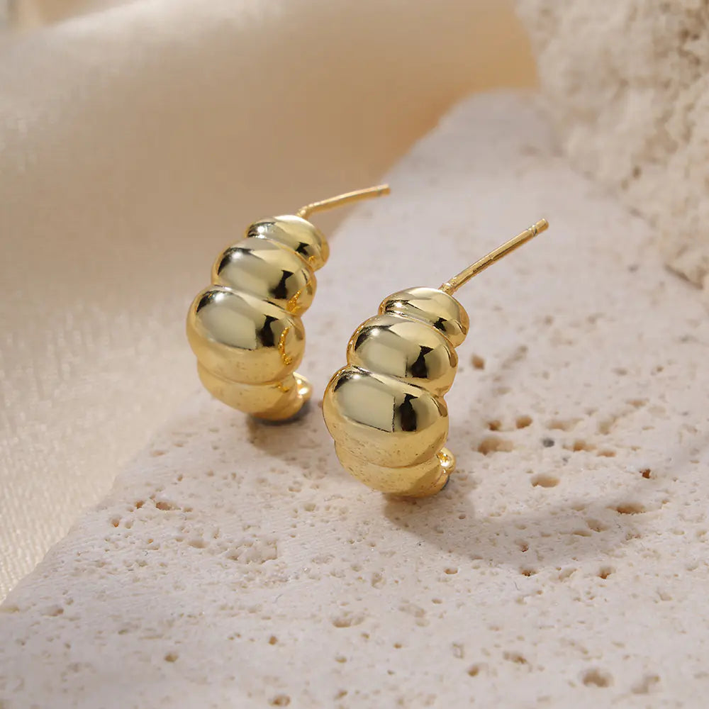Gold Plated Brass Beaded Stud Earrings