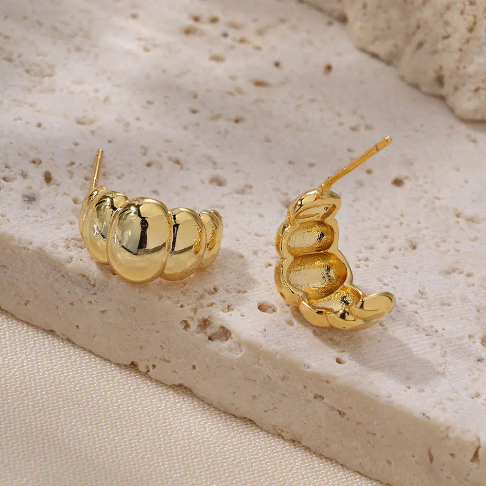 Gold Plated Brass Beaded Stud Earrings