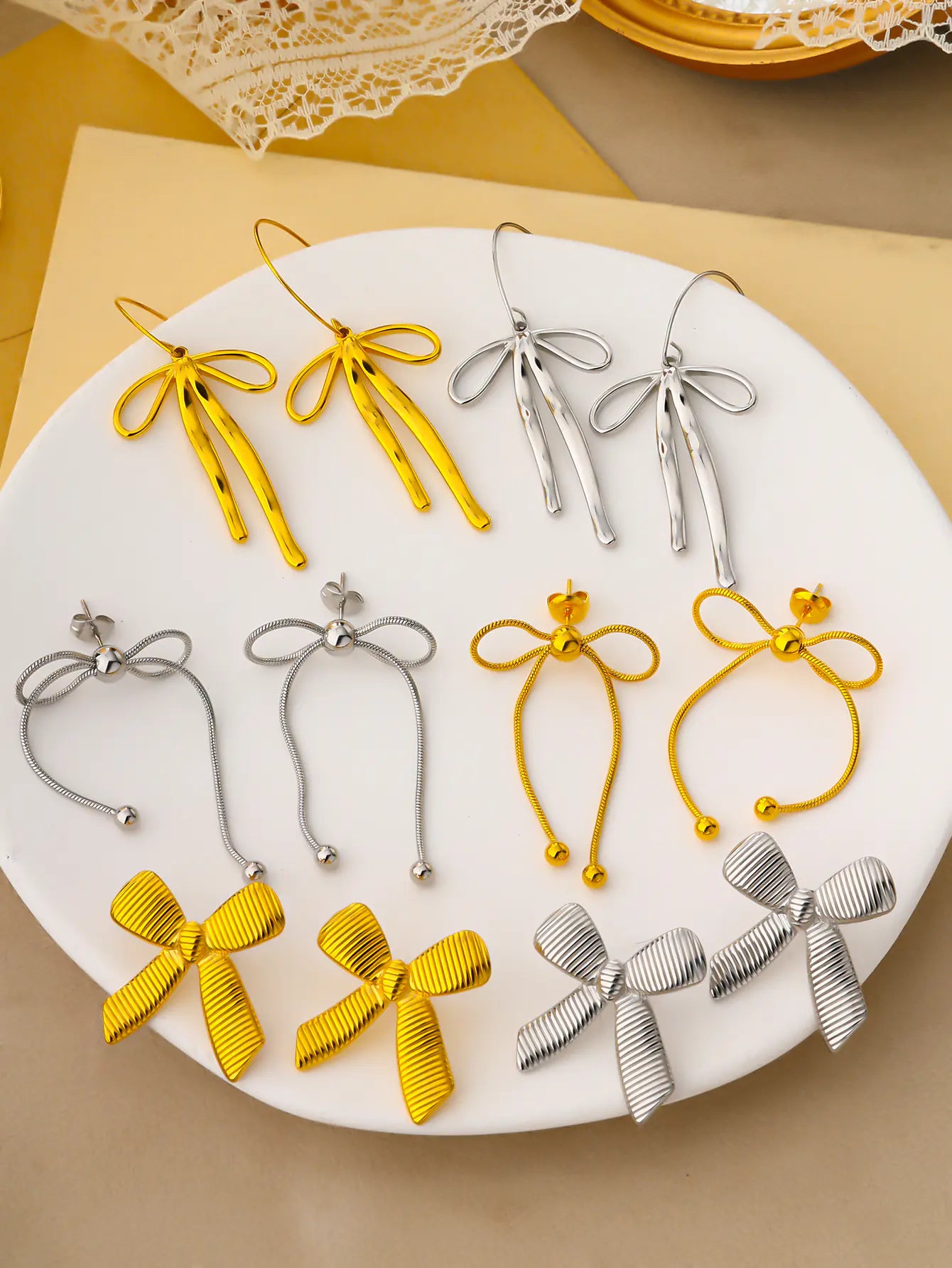 Hot Sale Gold Bow Stud 18k Gold Plated Earrings