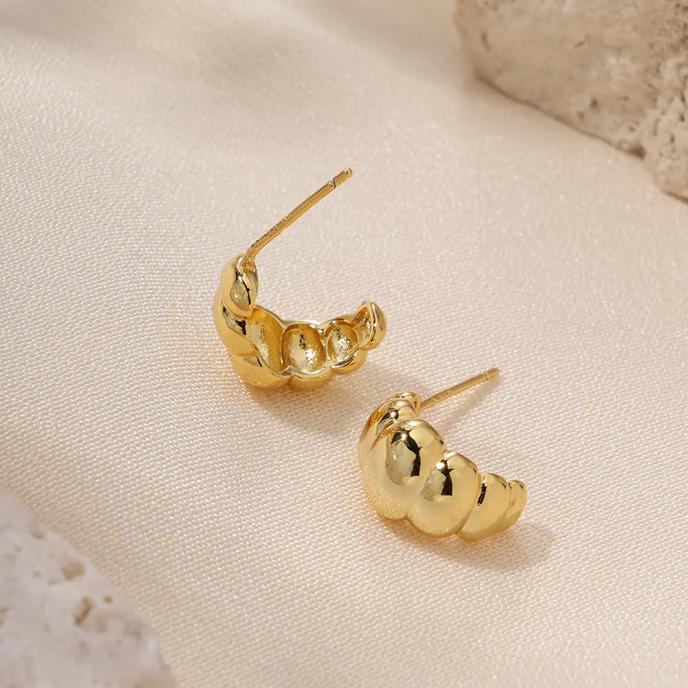 Gold Plated Brass Beaded Stud Earrings