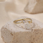 Stainless Steel Adjustable Rose CZ Ring