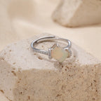 New 925 Sterling Silver Opal Adjustable Rings