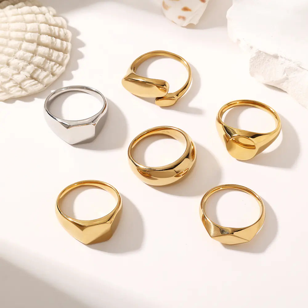 18k Gold-plated Stainless Steel Circle Plain Rings