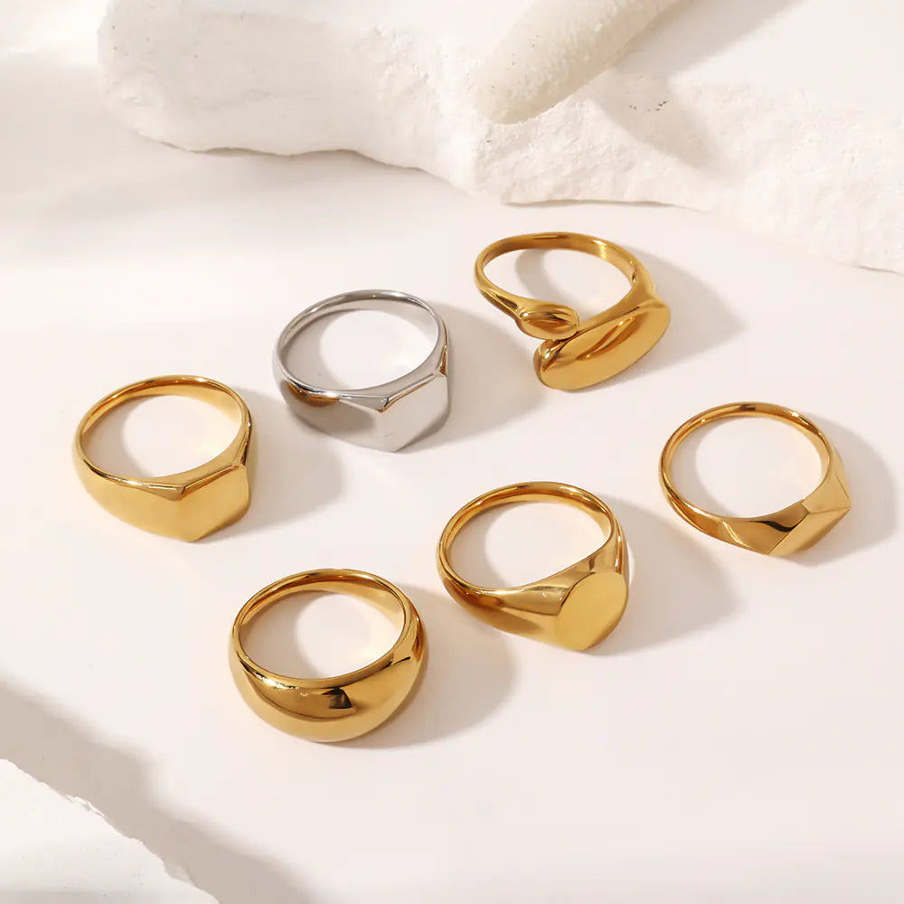 Double Color Plated Stainless Steel Polish Ring