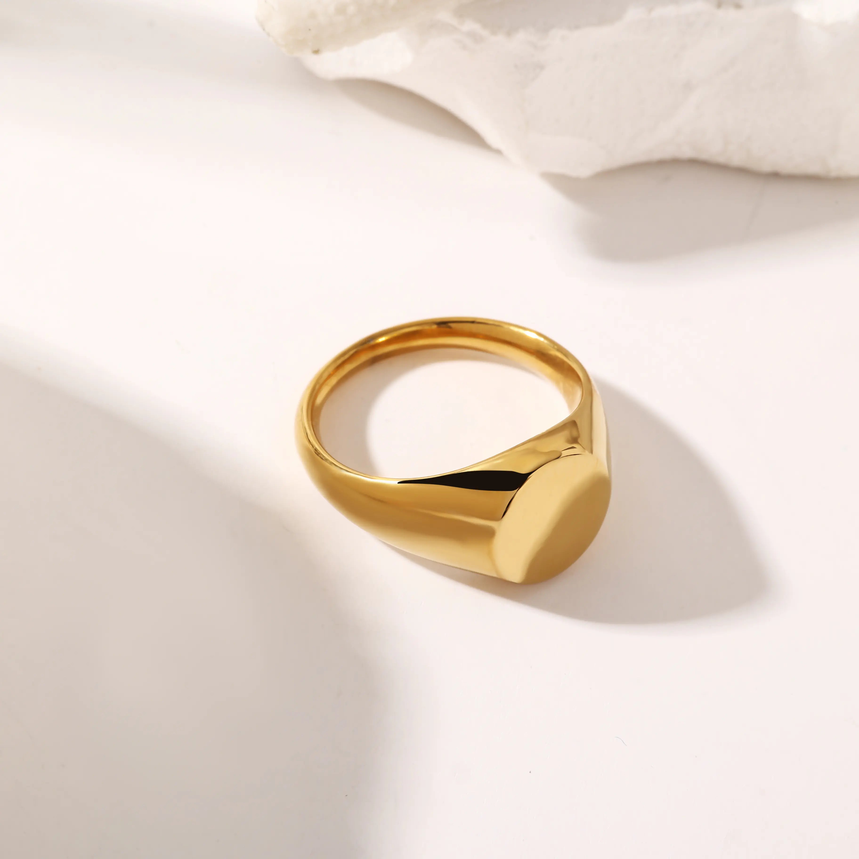 18k Gold-plated Stainless Steel Circle Plain Rings