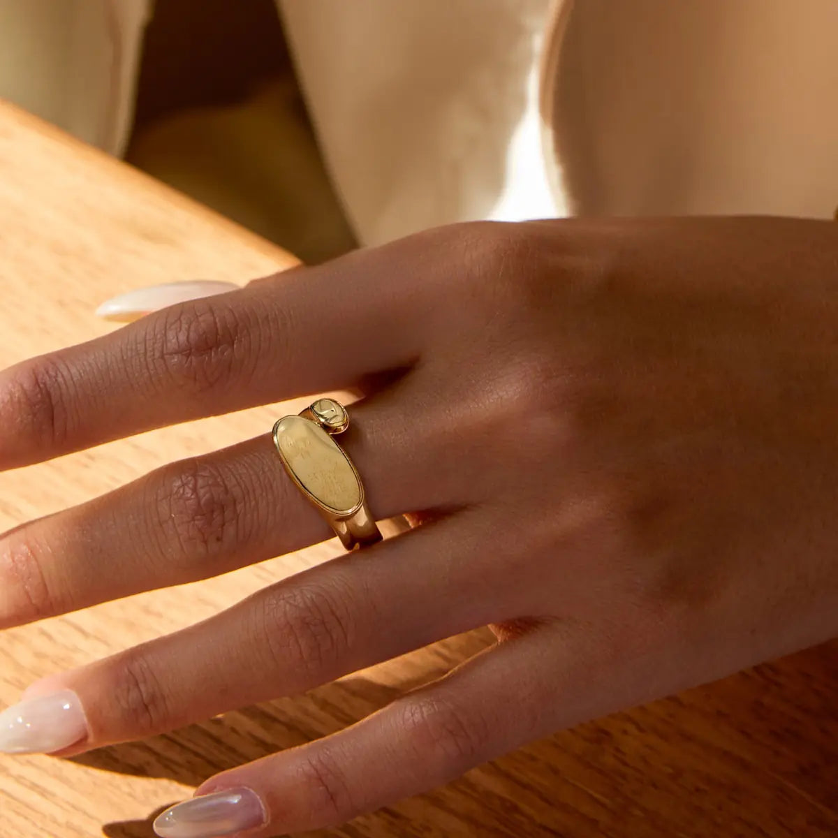 Stainless Steel Big Small Circle Gold Plated Ring