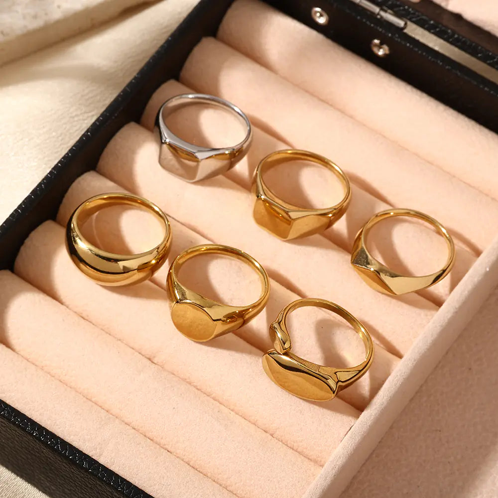 18k Gold-plated Stainless Steel Circle Plain Rings