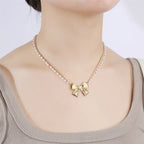 Stainless Steel Glossy Bow Design Necklace
