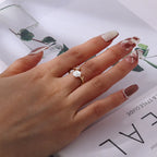 Stainless Steel Adjustable Rose CZ Ring