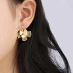 Stylish Double Layers Petal Embedded Earrings