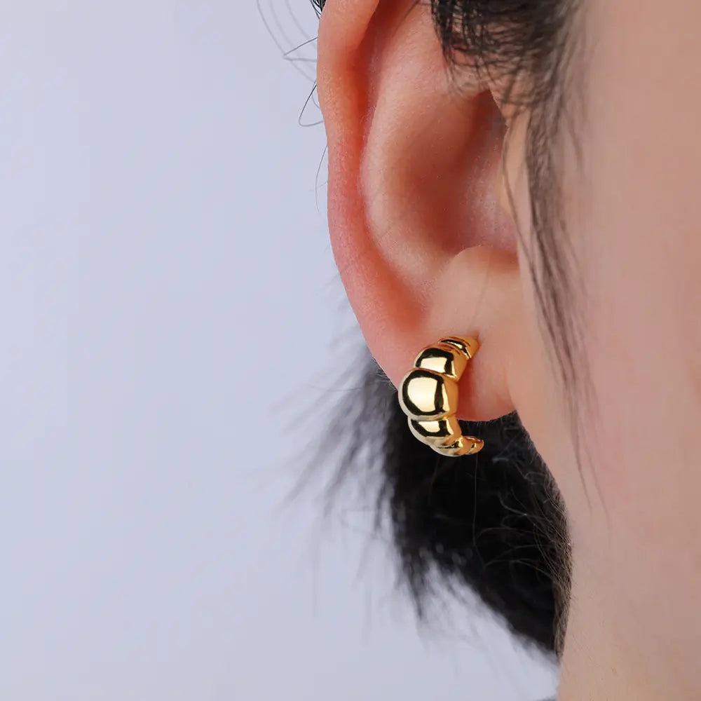 Gold Plated Brass Beaded Stud Earrings
