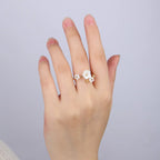 Simple Stainless Steel Shell Flower Adjustable Ring