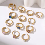 316L Stainless Steel Blue Zircon Open-style Ring