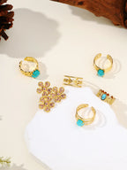 Trendy Open Gold Plated Natural Stone Ring