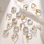 18K Gold Plated Stainless Steel Heart Open Rings