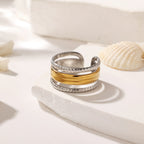 Gold Plated Stainless Steel Two-tone Opening Ring
