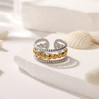 Gold Plated Stainless Steel 3-row Adjustable Ring
