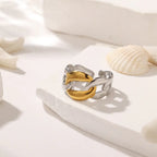 No Tarnished Stainless Steel Two-Tone Chain Rings