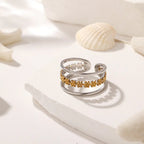 316L Stainless Steel Three-row Hollow Flower Ring