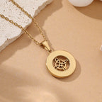 Stainless Steel Hollow Circle Pendant Necklace