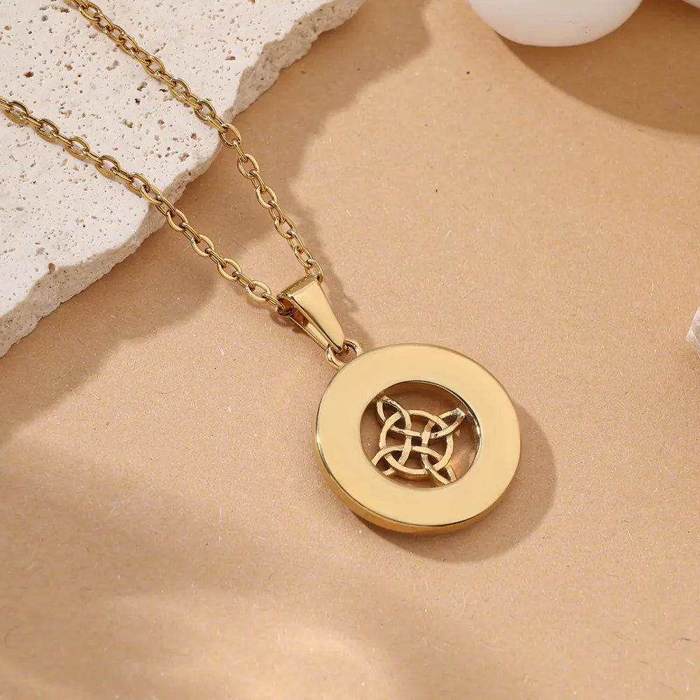 Stainless Steel Hollow Circle Pendant Necklace