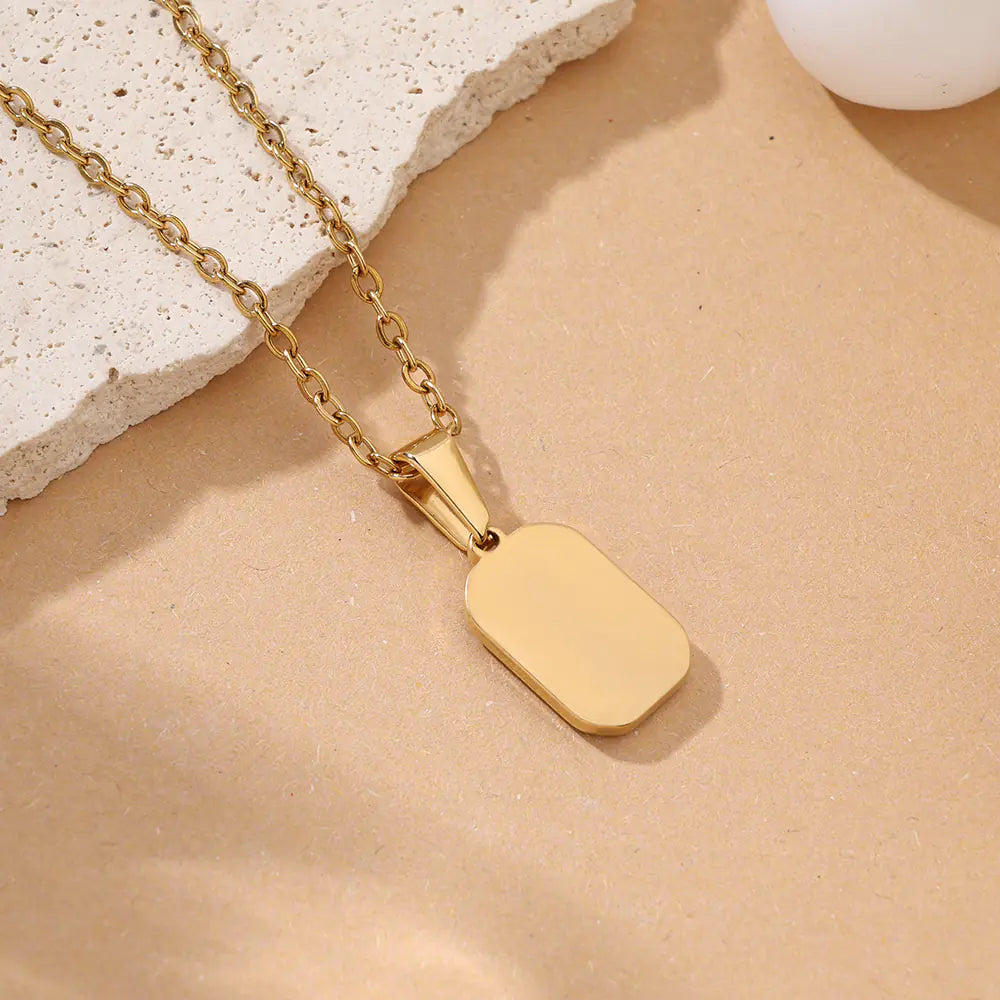 Rectangle Shell Choker Necklace Stainless Steel